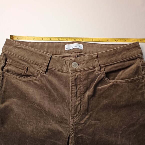 Loft Corduroy Jeans Size 28/6 Curvy Skinny Mid Rise Brown Color Zipper Ankle - Picture 7 of 10